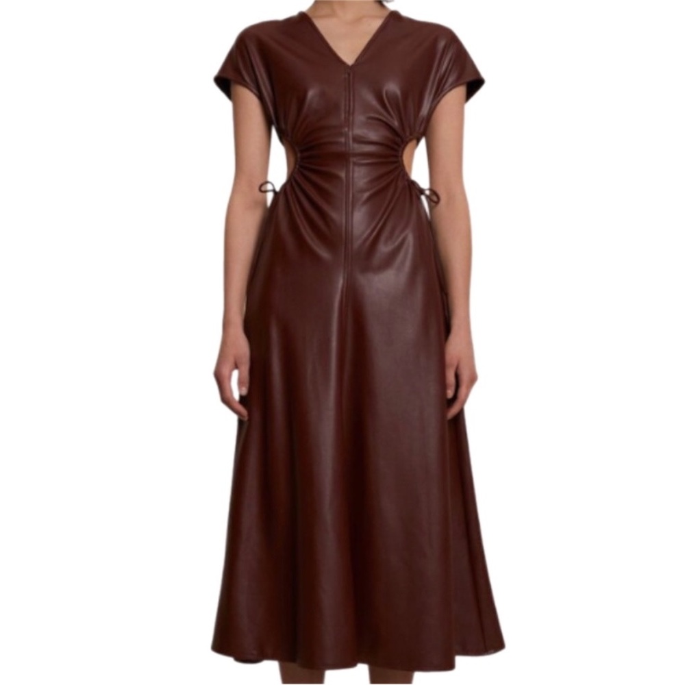 7 for all mankind Vegan Cowgirl faux leather cut out Dress Nwt